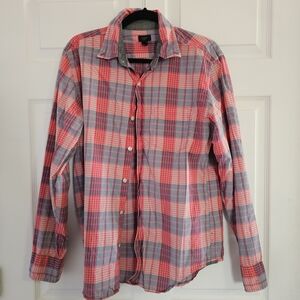J. Crew Red and Gray Plaid Men's Shirt